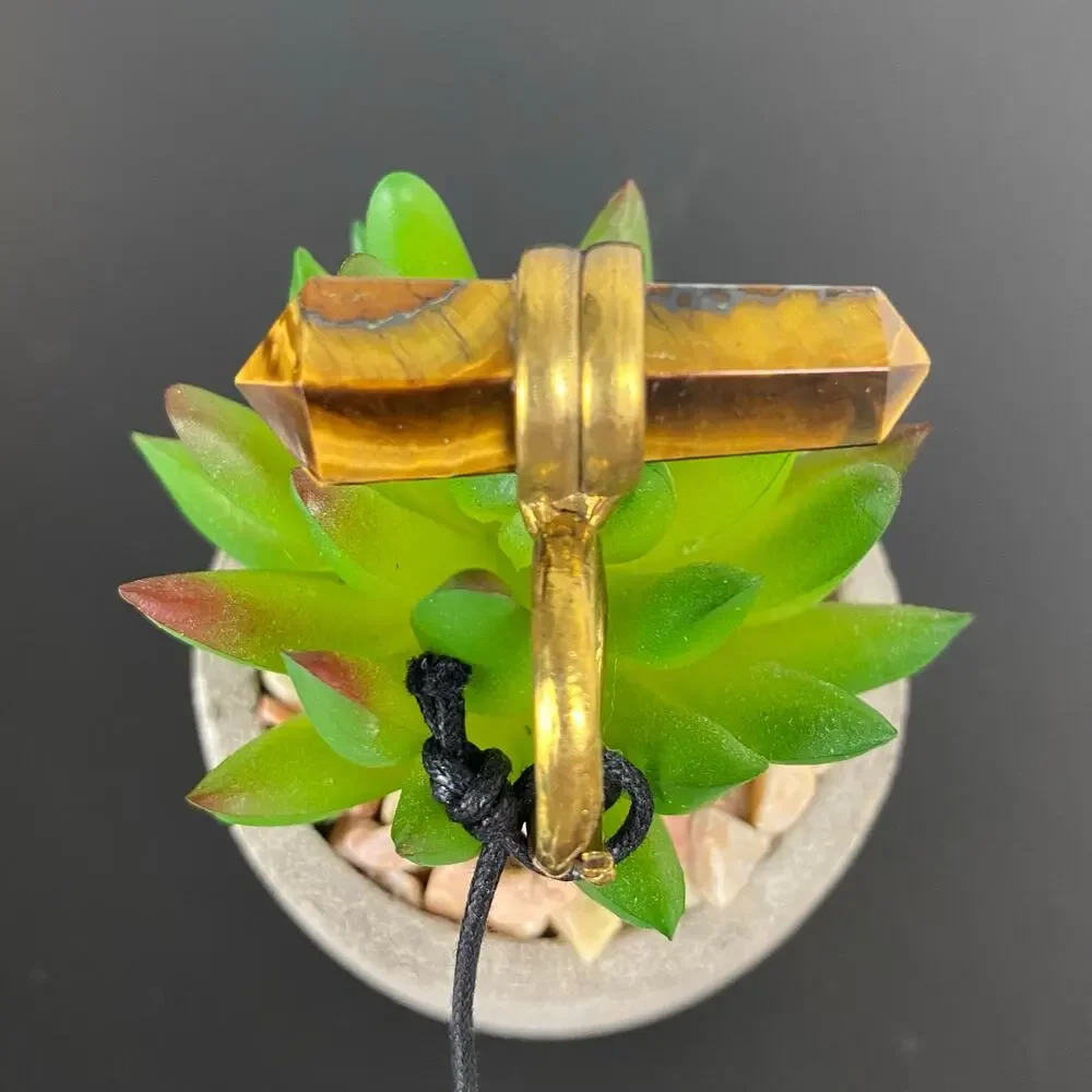 From St Xavier Luca Tigers Eye Point Pendant Ring NWT